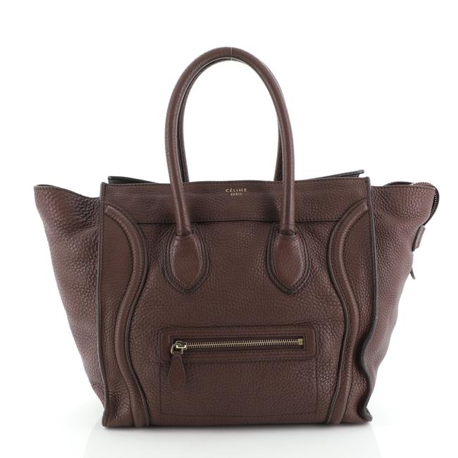 Celine Luggage Grainy Mini Brown Leather Tote