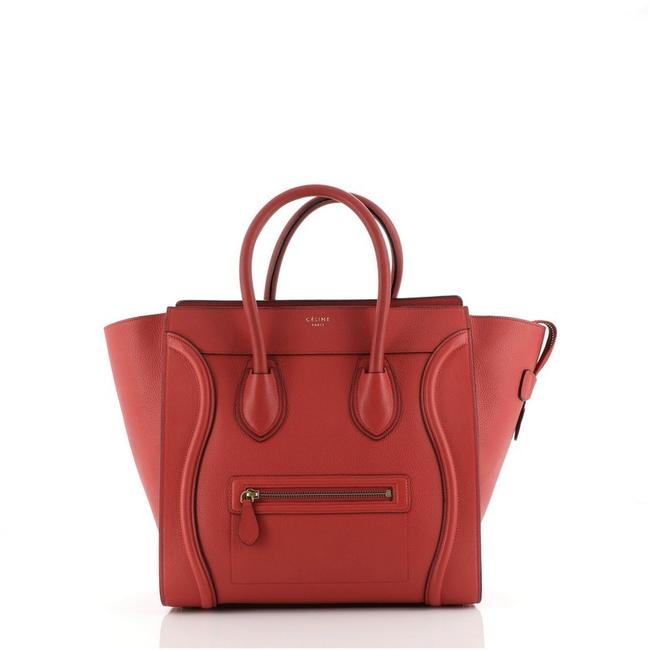 Celine Luggage Grainy Mini Red Leather WeekendTravel Bag