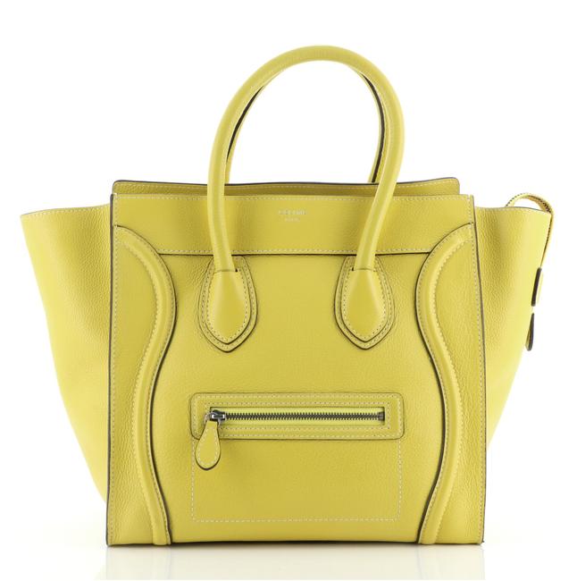 Celine Luggage Grainy Mini Yellow Leather Tote