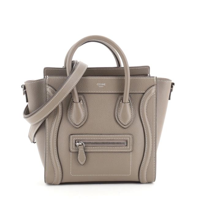 Celine Luggage Grainy Nano Neutral Leather Tote