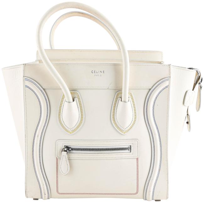 Celine Phantom Luggage Handbag Smooth Micro White Leather Tote