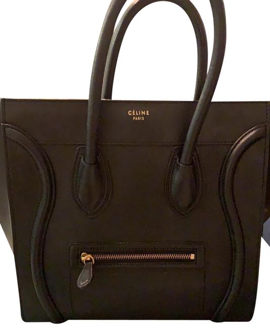 Celine Luggage In Black Smooth Leather Calfskin Tote
