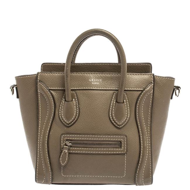 Celine Luggage Khaki Leather Tote