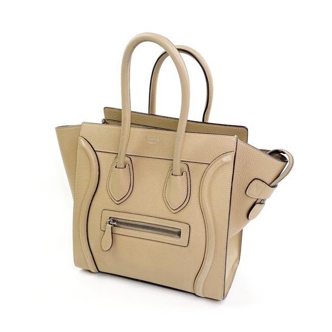 Celine Luggage Micro Dune Pebbled Leather Tote