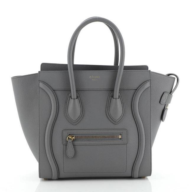 Celine Luggage Micro Gray Grainy Leather WeekendTravel Bag