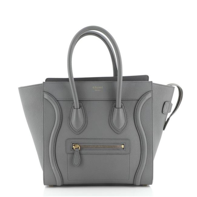 Celine Luggage Micro Gray Leather Tote