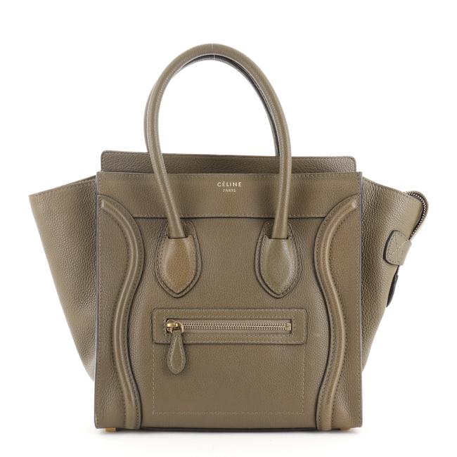 Celine Luggage Micro Green Leather Tote