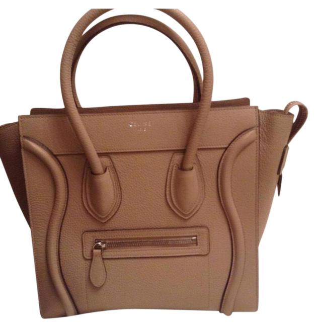 Celine Luggage Micro Handbag Beige Leather Tote