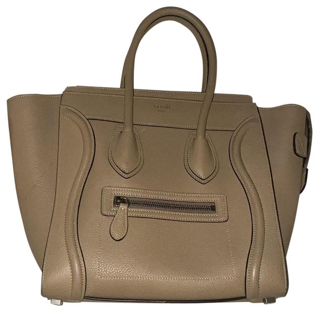 Celine Luggage Micro Handbag Dune Calfskin Leather Tote