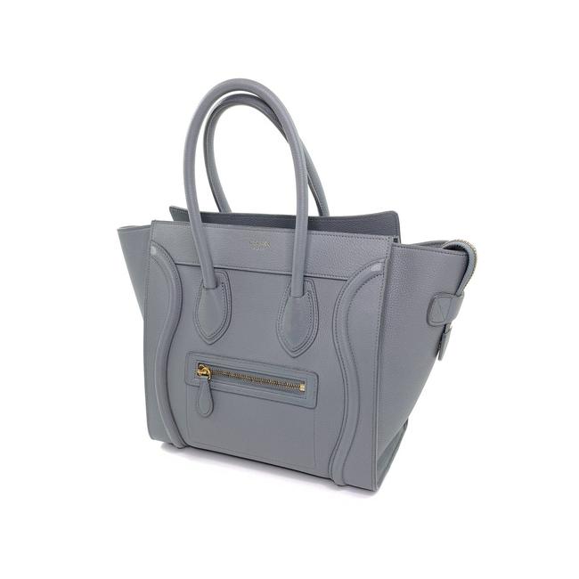 Celine Luggage Micro Kohl Grey Pebbled Leather Tote