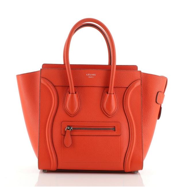 Celine Luggage Micro Orange Grainy Leather Tote