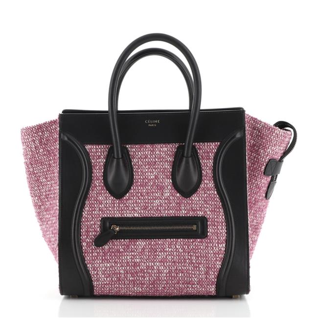 Celine Luggage Mini Black Purple Tweed Tote