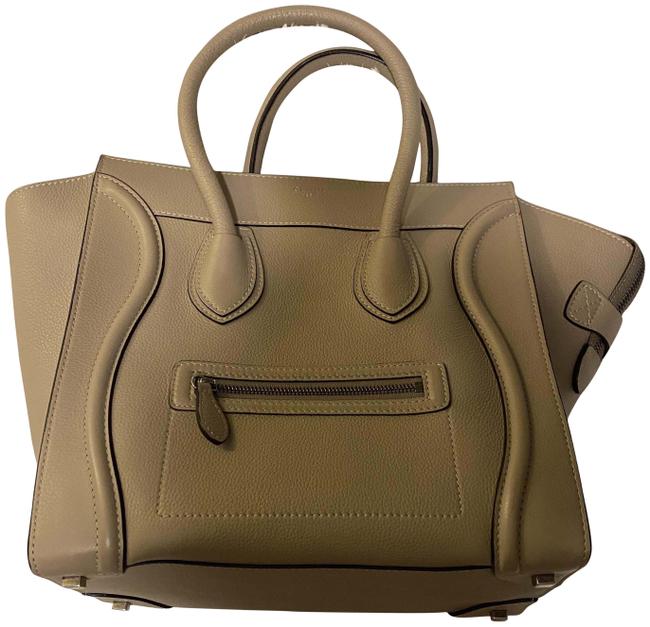 Celine Luggage Mini Drummed Calfskin Dune WeekendTravel Bag