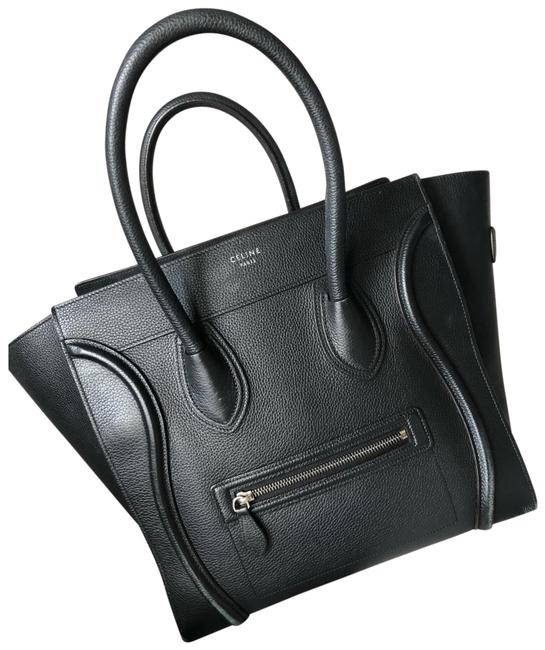 Celine Luggage Mini Handbag Black Calfskin Leather Tote