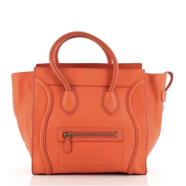 Celine Luggage Mini Orange Smooth Leather Tote
