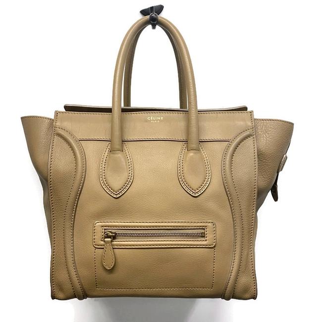 Celine Luggage Mini Taupe Soft Leather Tote