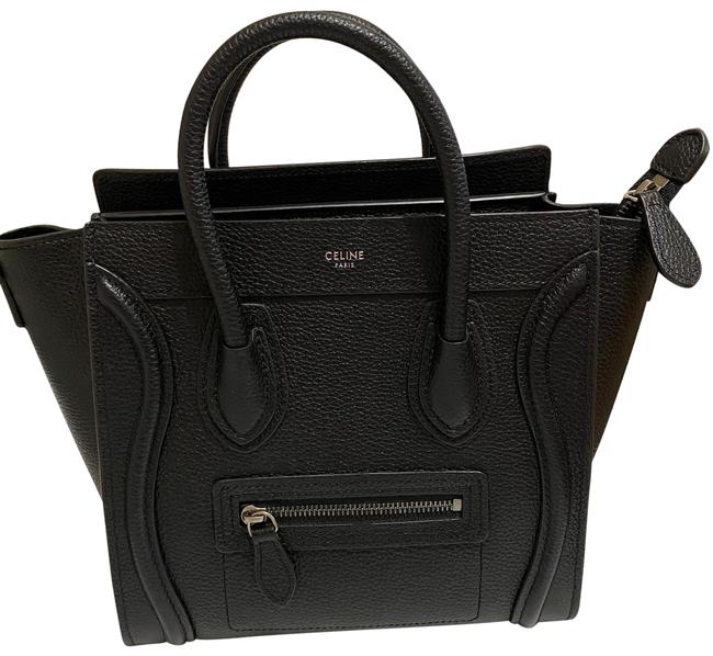 Celine Luggage Nano Black Pebbled Leather Tote