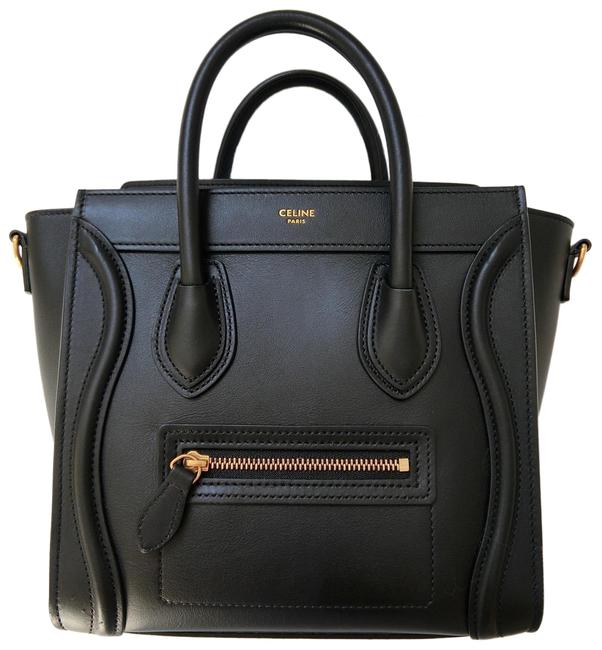 Celine Luggage Nano Smooth Ghw Black Calfskin Leather Tote