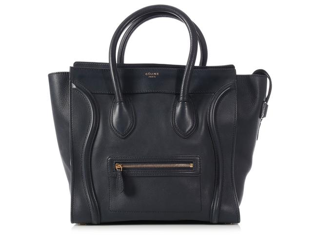 Celine Luggage Mini Navy Blue Leather Tote