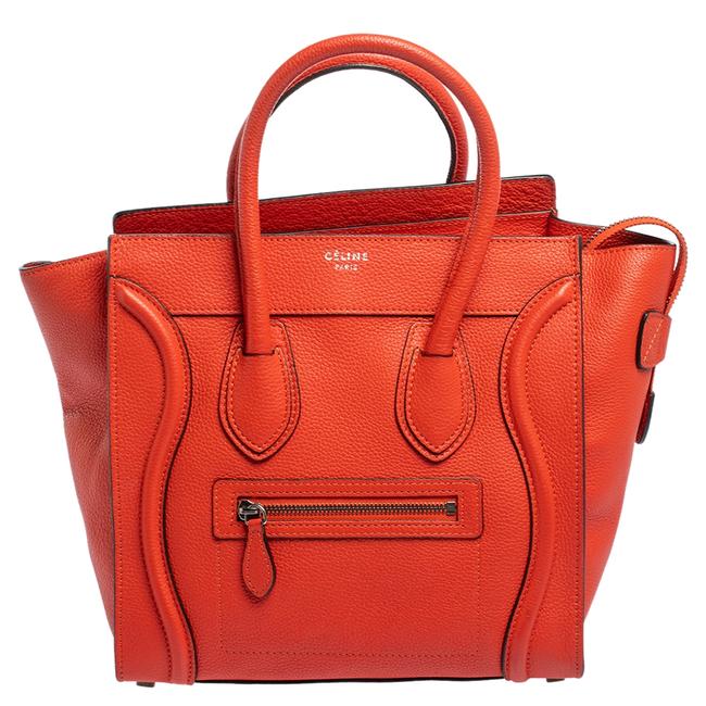 Celine Luggage Orange Leather Micro Tote
