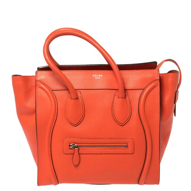 Celine Luggage Orange Leather Mini Tote