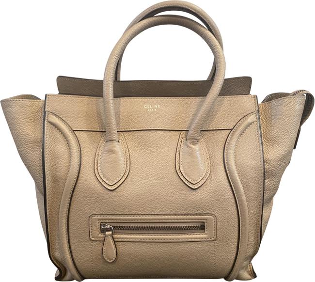 Celine Luggage Pebbled Mini Tan Leather Tote