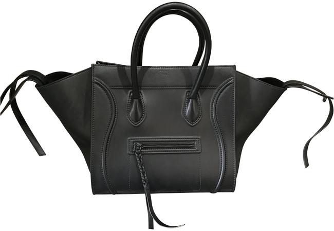 Celine Luggage Phantom Medium Black Calfskin Leather Tote