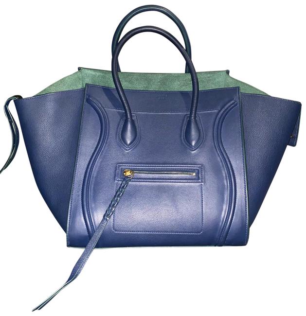 Celine Luggage Phantom Navy Blue Leather Tote