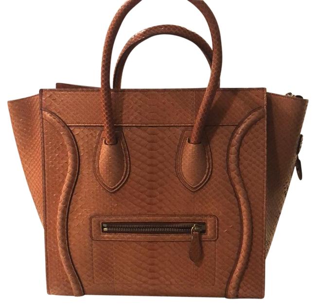 Celine Luggage Python Mini Salmon WeekendTravel Bag