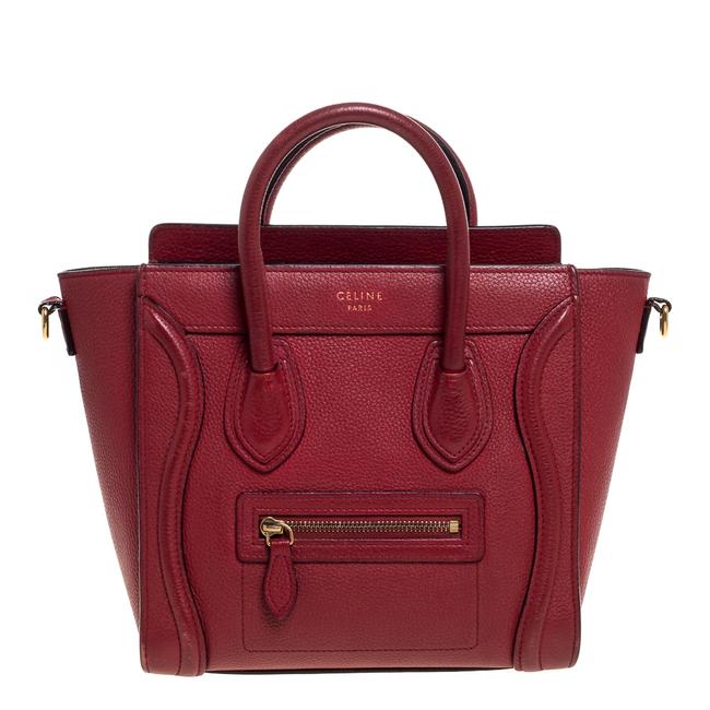 Celine Luggage Red Leather Tote
