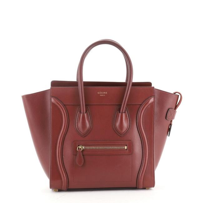 Celine Luggage Smooth Micro Red Leather WeekendTravel Bag