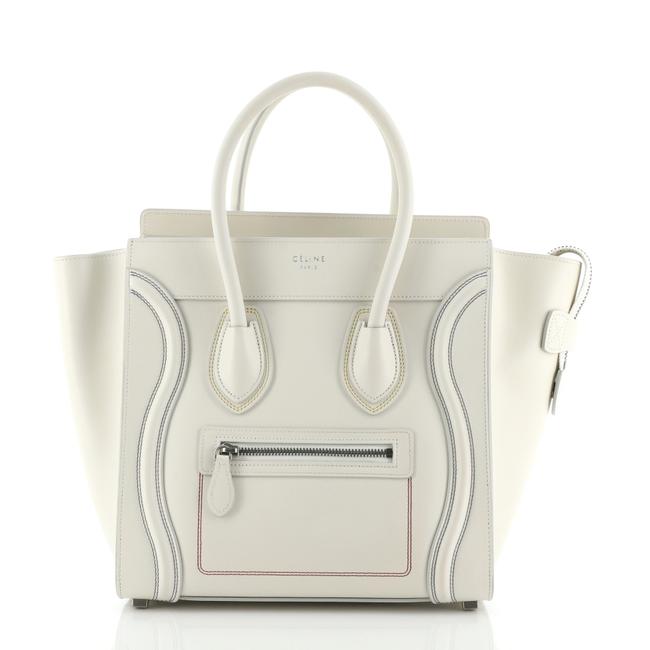 Celine Luggage Smooth Micro White Leather WeekendTravel Bag