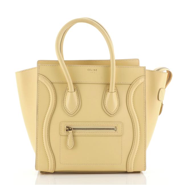 Celine Luggage Smooth Micro Yellow Leather Tote