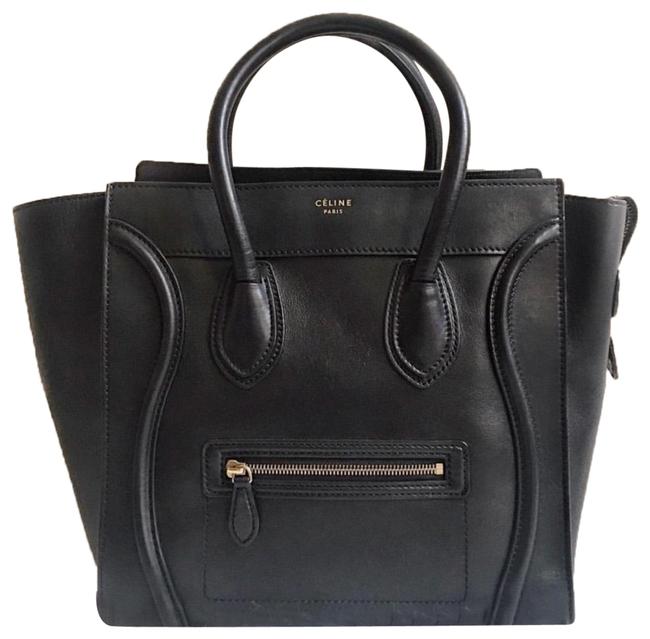 Celine Luggage Smooth Mini Black Calfskin Leather Tote
