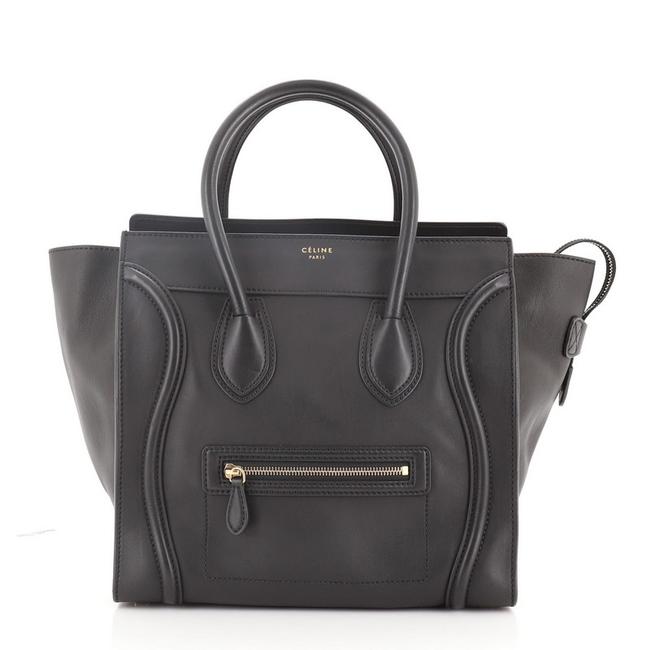Celine Luggage Smooth Mini Black Leather Tote