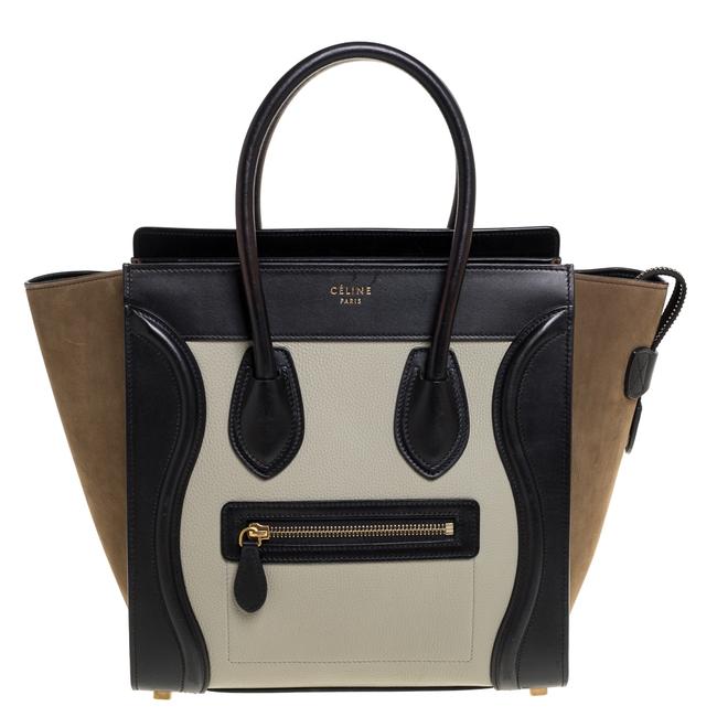 Celine Luggage Tri Color Nubuck and Leather Micro Tote