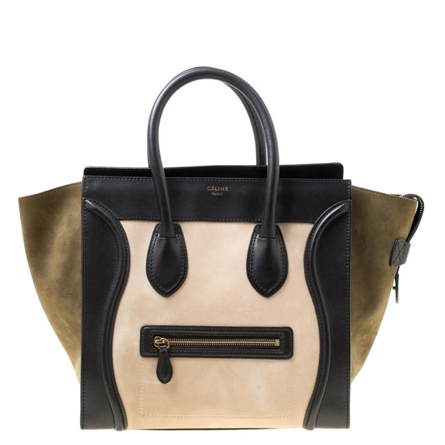 Celine Luggage Tri Color Nubuck and Leather Mini Tote