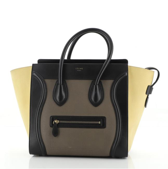 Celine Luggage Tricolor Mini Black Yellow Leather WeekendTravel Bag