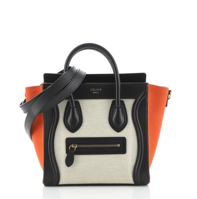 Celine Luggage Tricolor Nano Multicolor Canvas and Leather WeekendTravel Bag