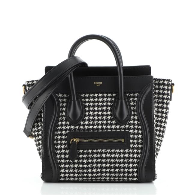 Celine Luggage Tweed Nano Black Leather Tote
