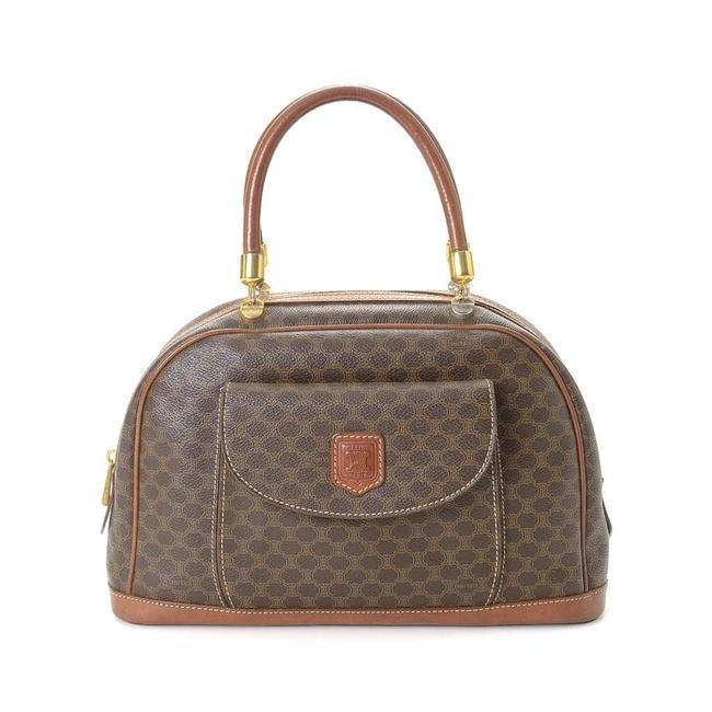 Celine Macadam Brown Coated Canvas Handbag Tote