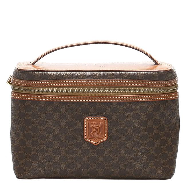 Celine Macadam BrownDark Brown Canvas Vanity Bag Wristlet