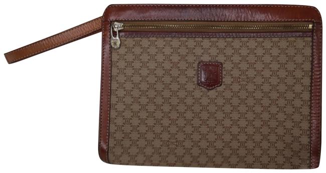 Celine Macadam Clutch Pecan Brown Pig Leather Wristlet