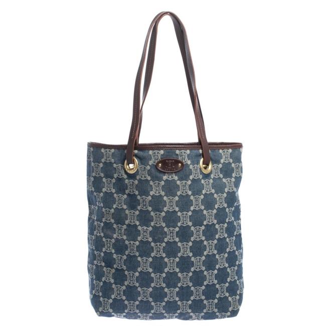 Celine Macadam Denim and Leather Tote