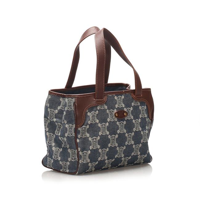 Celine Macadam Denim Handbag Blue Leather Shoulder Bag