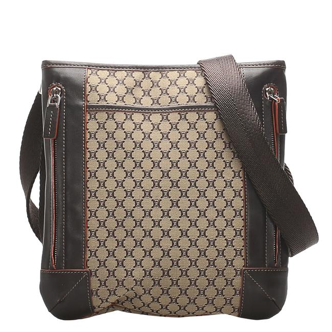 Celine Macadam GreenBlack Canvas Leather Shoulder Bag