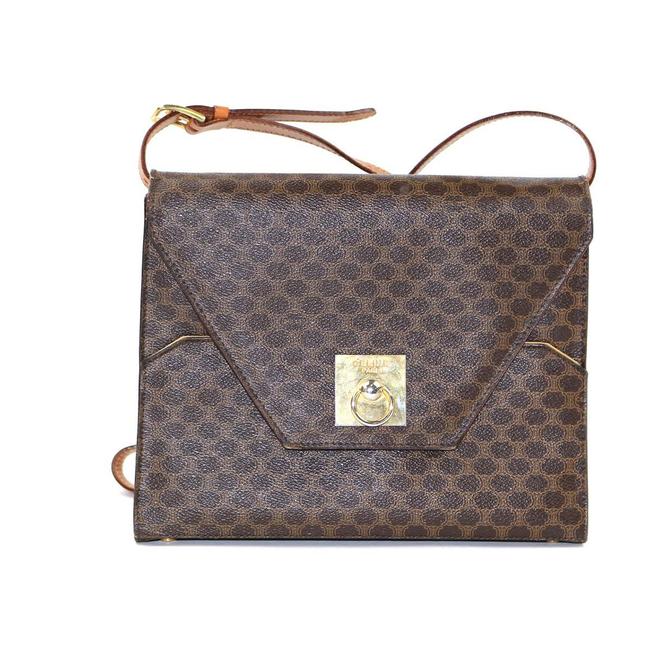 Celine Macadam Leather Brown Pvc Shoulder Bag