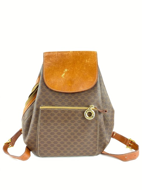 Celine Macadam Monogram 861855 Brown Coated Canvas Backpack