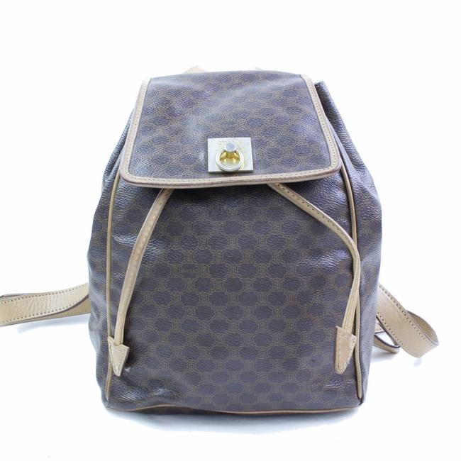 Celine Macadam Monogram 866775 Brown Coated Canvas Backpack