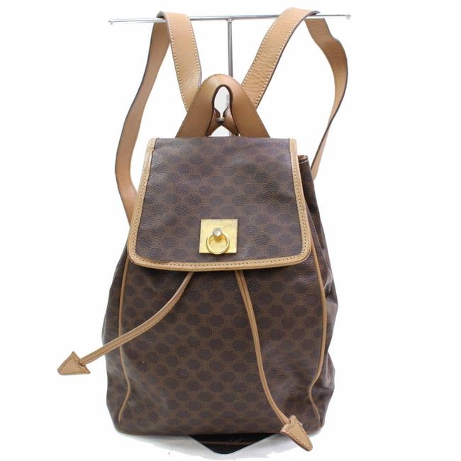 Celine Macadam Monogram 867250 Brown Coated Canvas Backpack